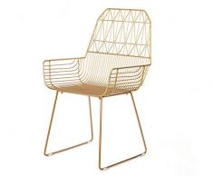 erhuo Garten-Esstisch und Stühle aus Schmiedeeisen-Sessel Sessel kreativer Sessel neu, Gold, 92 * 52 * 45cm