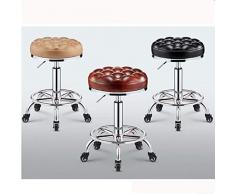 ZJXYYYzj Salon Hocker, Rollen-Schwenker Salon Hocker Stuhl Tattoo Massage Facial Spa Höhenverstellbarer Stuhl Schönheitssalon Stühle Barhocker Frisierstuhl (Color : Black)