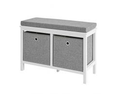 SoBuy FSR81-HG Sitzkommode Sitzbank mit Stauraum Schuhbank mit Sitzfläche Schuhtruhe mit 2 grauen Körben Weiß BHT ca.: 70x50x30cm
