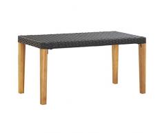 Tidyard Gartenbank Außenbank Sitzbank Gartenbänke Bänke Holzoptik 120 x 40 x 40 cm aus massivem Akazienholz,Balkonbank Terrassenbank Parkbank Ruhebank Bank,PE Rattan,Schwarz