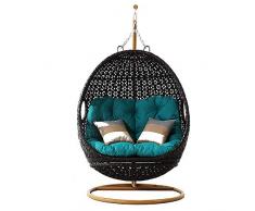 SMGPYHWYP Hängender Rattan-Schaukelstuhl, Eierkorb-Stuhl, einschließlich Kissen, Garten- und Innengartenmöbel