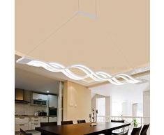 Pendelleuchte Dimmbar LED Esstisch Esszimmerlampe Moderne Kreative Designer Lüster Höhenverstellbar Metall Welle Decken-leuchte Jugendzimmer Dekorative Hängeleuchte Wohnzimmer Büro Bad Lampe (4 Welle)