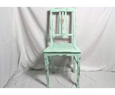 Shabby Stuhl alter grüner Jugendstil Holzstuhl mit Sitz Geflecht im Shabby Chic aus den 40er Jahre Vintage Möbel Shabby Chic Landhaus Country