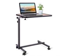 COSTWAY Laptoptisch höhenverstellbar, Pflegetisch Notebooktisch Betttisch Sofatisch Rolltisch, neigbare Tischplatte mit Rollen (Natur)