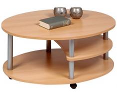 Alfa-Tische M838 Couchtisch Primo, 91 x 70 cm, Buche Dekor auf Rollen, Ausführung, oval