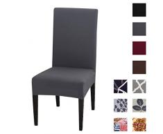 Padgene Universal Stretch Stuhlhussen, Abnehmbare Stuhlbezug Sitz Stuhl Esszimmer überzug Stuhlüberzu Abdeckungen Hussen für Husse Hotel Party Bankett (Grau, 4er Set)