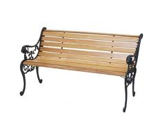 Mendler Gartenbank HWC-F98, Sitzbank Parkbank Holzbank, 3-Sitzer Gusseisen Holz 160cm 22kg ~ Hellbraun