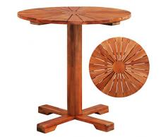 YiYueTrade Säulentisch Akazienholz Massiv 70 x 70 cm Rund