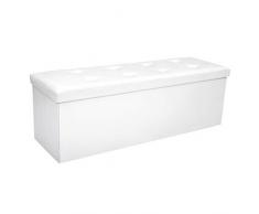 COSTWAY Sitzbank bis 300kg belastbar, Sitzbox Sitzwürfel Bank faltbar, Sitzkasten Polsterhocker Truhe, Sitztruhe PVC-Leder, Aufbewahrungsbox 114 x 38 x 38cm (Weiß)