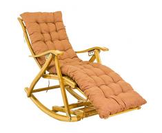 Schaukelstühle für Erwachsene Garten Sonnenliege Lehnstühle mit Kissen Klappbarer Rasen Bambus Lehnstühle für Strand Camping Patio Liegestuhl im Freien max. 250kg