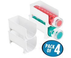 mDesign Flaschenregal – stapelbare Aufbewahrung für Wasserflaschen bzw. Trinkflaschen – ideal als Weinflaschenregal bzw. Weinflaschenhalter – 4er Pack, weiß