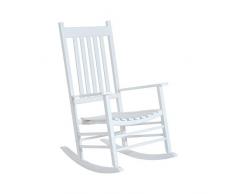 Outsunny Schaukelstuhl mit Armlehne, Schwingsessel, Relaxstuhl, Gartenstuhl, Pappelholz Weiß 69 x 86 x 115 cm