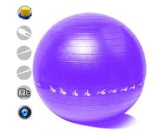 Ball Chair, Stabilität, Yoga, Ball mit Basis für Zuhause und Büro, flexible Kugel, Lounge mit Widerstandsbändern und Pumpe verbessert das Gleichgewicht Back Brot Basis und Pos, violett, 65cm
