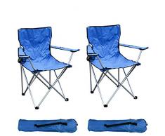 Mojawo 2-er Set Anglersessel Campingstuhl Faltstuhl Angelstuhl Anglerstuhl Regiestuhl Blau mit Getränkehalter und Tasche belastbar bis 120kg