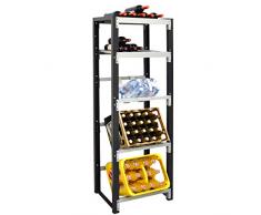 Getränkekistenregal für 3 Kisten plus Ablagen für Weinflaschen - für Wandmontage geeignet (Hauptregal)