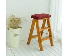 YLLN 2-Stufen-Leiter Massivholz-Klappleiter Tragbare Haushaltsküche Schneidetisch Hocker Stuhl Barhocker (Farbe: C, Größe: 34 * 32 * 60 cm)