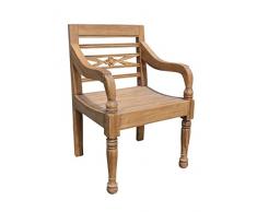 Teak GARTENSTUHL Solis Teakholz Antik Massiv Armlehnstuhl Stuhl Sessel