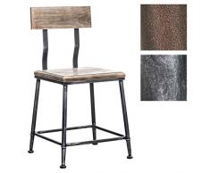 CLP Industrial Design-Stuhl Queens mit massivem Holzsitz und Rückenlehne | Bistrostuhl mit stabilem Metallgestell und Einer Sitzhöhe von: 44 cm erhältlich antik-Silber