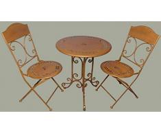 Casa Padrino Jugendstil Gartenmöbel Set Rustikal Braun - 1 Tisch & 2 Stühle - Barock & Jugendstil Gartenmöbel