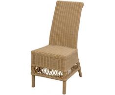 korb.outlet Eleganter Esszimmer-Stuhl aus echtem Rattan/Flechtstuhl mit Kreuzmuster in der Farbe Vintage Weiss