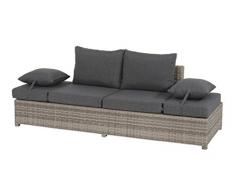 lifestyle4living Gartenbank 2 Sitzer aus Polyrattan Geflecht grau inkl. Kissen. Die klappbare Bank ist wetterfest, ideal für Garten, Terrasse und Balkon.