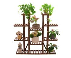 unho Pflanzenregal Holz, Blumenregal mit 11 Ebenen, Blumenständer Garten, Pflanzentreppen mehrstöckig, großes Holzregal, 115×25×116cm
