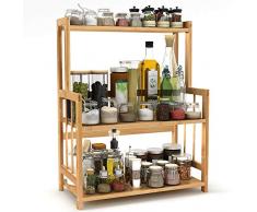 Tribesigns Gewürzregal Küchenregal Gewürz-Ständer aus Bambus mit 3 Etagen für die Küche (Arbeitszimmer, Badezimmer, Wohnzimmer)