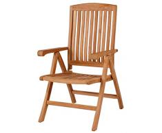 Mr. Deko Teak Klappsessel Belford - Teak - Bear Chair - Stuhl - Sessel - Relaxliege - Gartenliege - Outdoormöbel - Teakholz - für Balkon, Terrasse, Wintergarten,Garten