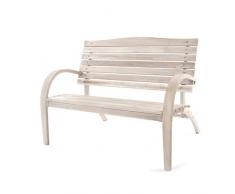 Ampel 24 Vintage Gartenbank Zweisitzer Skagen, Sitzbank wetterfest mit Lehne, Gartenmöbel aus Holz in Shabby Chic weiß