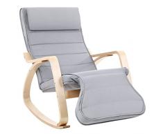SONGMICS Schaukelstuhl Relaxstuhl 5-Fach Verstellbare Wadenstütze Belastbarkeit 150 kg grau LYY42G, Gris Clair, 67 x 115 x 91 cm