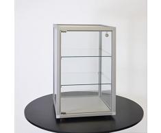 MHN Schmuckvitrine Glas abschließbar Glasvitrine beleuchtet mit Schloss Tischvitrine klein Uhren Piercing Schmuck Juwelier 40 cm