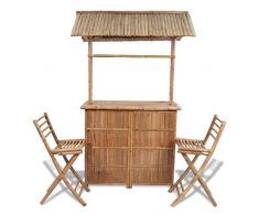 vidaXL Bambus Theke Tresen Barhocker Outdoor Cocktailbar Gartenmöbel Klappstühle