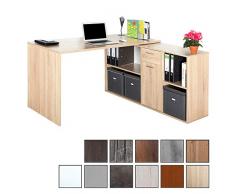 RICOO WM081-ES, Schreibtisch, Holz Eiche Sonoma, Winkelkombination, Arbeitstisch, Bürotisch, Computertisch, Eckschreibtisch, Akten Schrank Lowboard