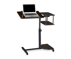 Relaxdays Laptoptisch höhenverstellbar XL HBT: 100 x 77 x 40 cm Großer Notebook Tisch als Sofatisch und Beistelltisch mit 4 bremsbaren Rollen für Tablet mit Mouse Ablage und Antirutsch-Leiste, schwarz