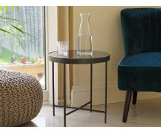 Aspekt Fino Glas rund Seite Kaffee End Lampe Tisch, Metall, Spiegel, anthrazit/grau, 42,5 x 42,5 x 46 cm