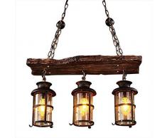 RUNNUP Industrielle Vintage Hängelampe Pendelleuchte Kronleuchter Holz Anhänger E27 Sockel für Wohnzimmer Esszimmer Restaurant Café Hotel Diele Keller Untergeschoss Dekoration (Keine Leuchtmittel)
