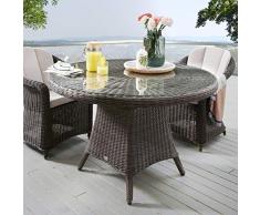 Destiny Gartentisch Luna 120 Ø cm Vintage Braun Geflechttisch Esstisch Tisch Polyrattan Wintergarten