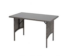 Mendler Poly-Rattan Esstisch HWC-G16, Esszimmertisch Gartentisch Tisch, Gastronomie 112x60cm ~ grau