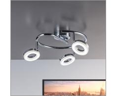 LED Deckenleuchte I 3 flammige spiralförmige Decken-Lampe I runde Platinen I dreh- & schwenkbar I LED Wohnzimmer-Leuchte I Deckenstrahler I Wohnzimmer-Leuchte I Schlafzimmer-Lampe I Esszimmerlampe I Flurlampe I Chrom I 3 x 4,5 W I V 230 I IP20