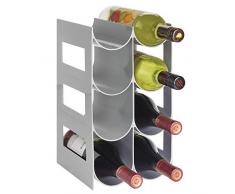 mDesign praktisches Wein- und Flaschenregal – Weinregal Kunststoff für bis zu 8 Flaschen – freistehendes Regal für Weinflaschen oder andere Getränke – grau