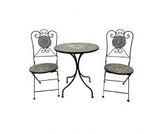Balkonset 3tlg. Metall Mosaik Gartentisch rund Ø60cm Gartenstuhl Sitzgarnitur