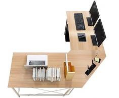 sogesfurniture Computertisch Eckschreibtisch in L-Form, großer Gaming Schreibtisch PC Tisch Winkelkombination Arbeitstisch Bürotisch, (150+150)*55 * 76 cm, Ahorn LD-Z01MO-BH