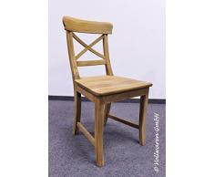 2er Set Teak Landhaus Stuhl Vouvant - Teakholz massiv antik Küchenstuhl Stuhl