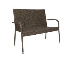 LC Garden 2-Sitzer-Gartenbank Sitzbank Bank Charly Polyrattan braun