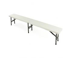 Nexos Partybank Klappbank 180 x 25 x 41 cm Bierbank bis 200 kg Gartenbank Garnitur robust stabil wetterfest Kunststoff für 4 Personen Farbe wählbar schwarz weiß braun (weiß)
