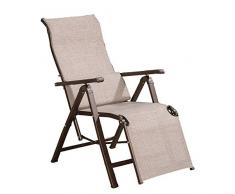 YXB Klappbarer Chaiselongue-Stuhl Tragbarer Liegestuhl Strand-Poolbett mit Fußstütze und abnehmbarem Kissen Camping Outdoor Patio Deck-Khaki