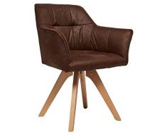 Invicta Interior Design Stuhl LOFT antik braun Beine aus Buchenholz mit Armlehnen Esszimmerstuhl Armlehnstuhl