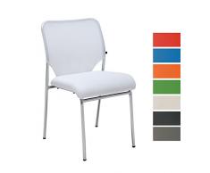 CLP Konferenzstuhl KLINT mit hochwertiger Sitzpolsterung und atmungsaktivem Netzbezug I Lehnstuhl mit robustem Metallgestell I erhältlich, Farbe:weiß