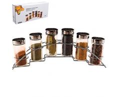 ORION Gewürzregal Gewürzhalter Organizer Set 6 Stück Gewürzbehälter + Gewürzständer für die Küche