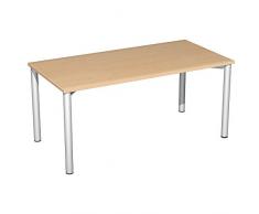 Konferenztisch, BxTxH 1600x800x720 mm, 4-Fuá-Geste ll, Platten-/Gestellfarbe buche/weiáalu